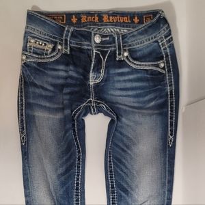 Rock Revival Celine Skinny Womens Jeans Flap Pockets Dark Wash Size 26